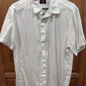 UNTUCKit Men's Casual White Slim Fit Linen Button Down Shirt